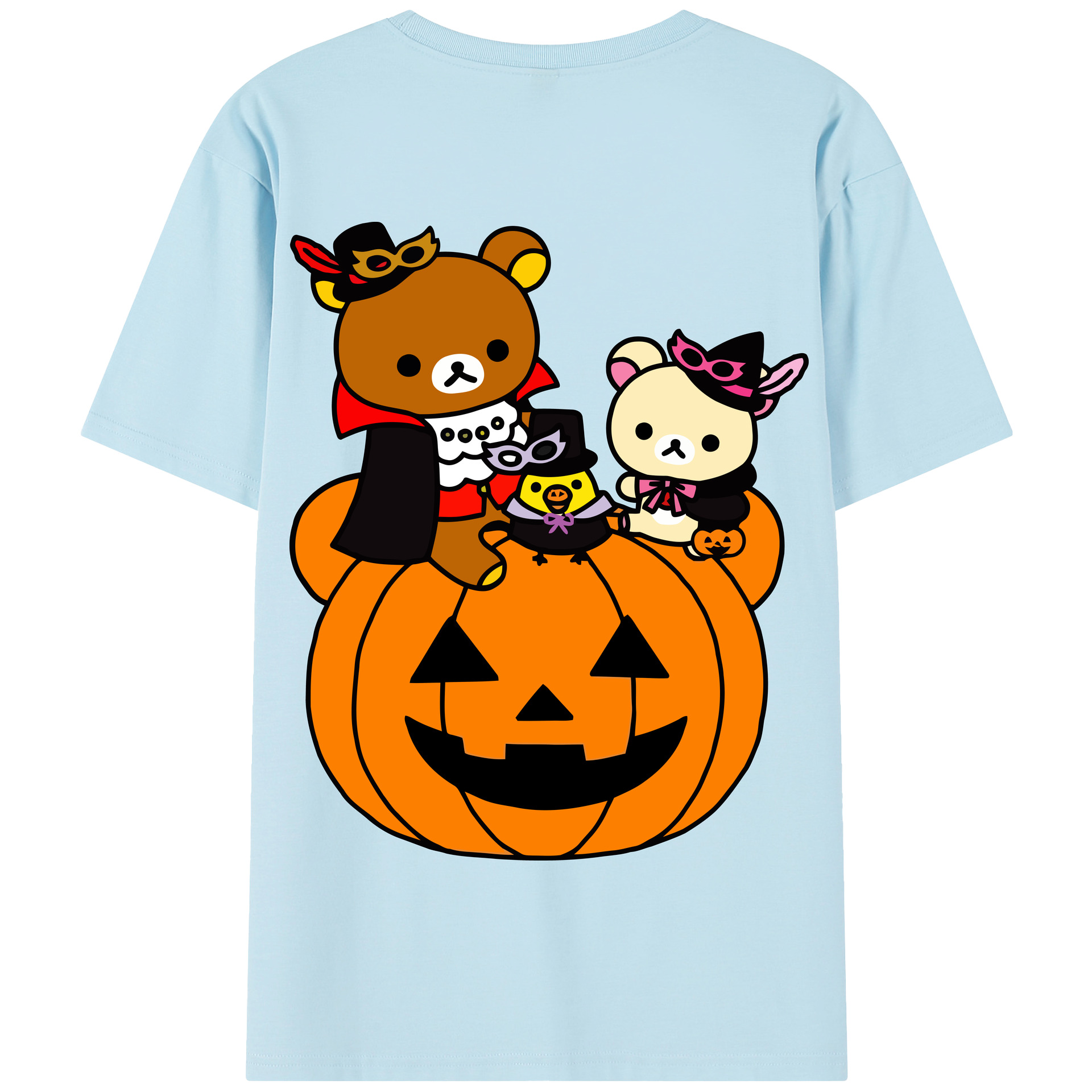 （画像用） リラックマ リラックマ キイロイトリ Rilakkuma Korilakkuma Kiiroitori 綿100％半袖Tシャツ（背面プリント）